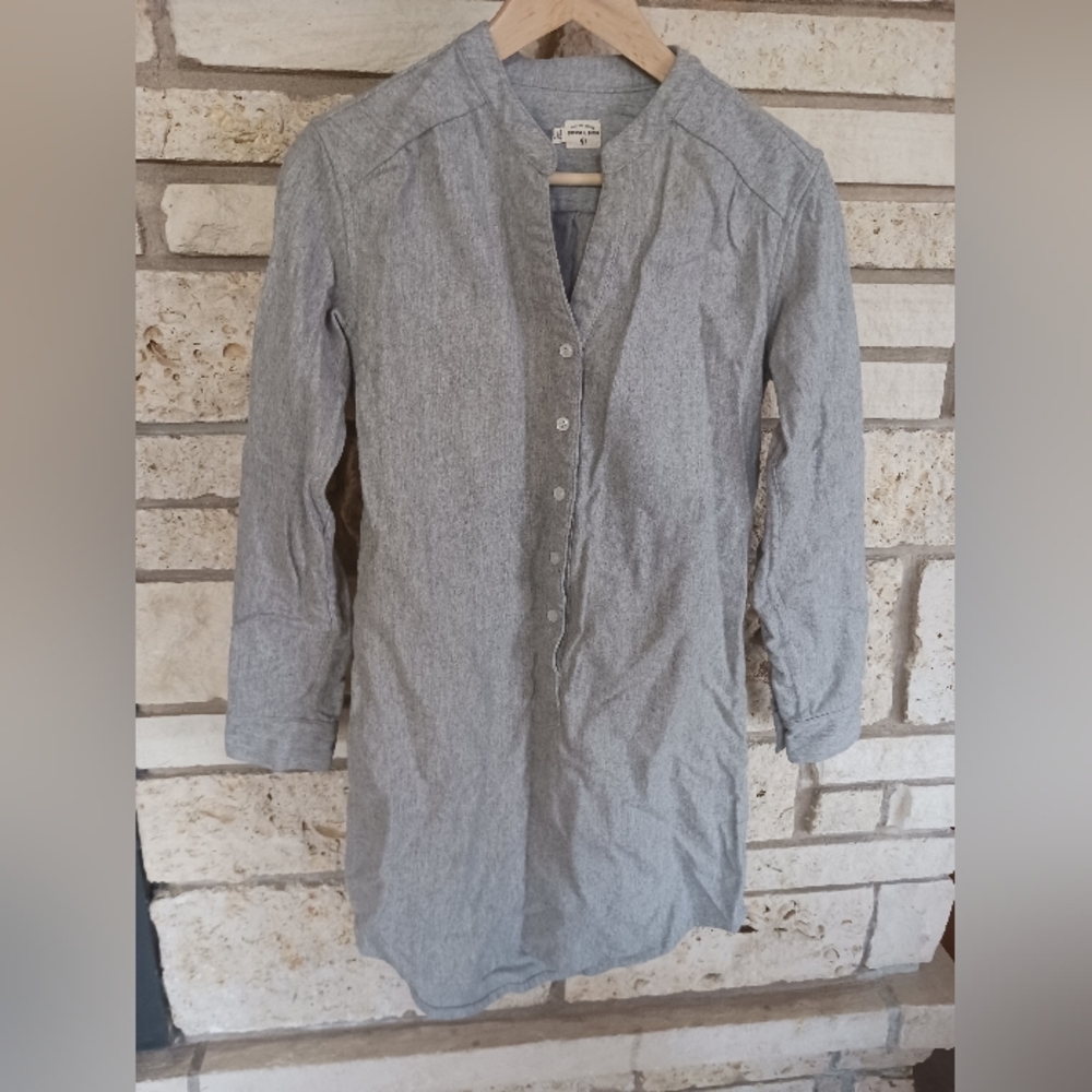 Bridge & Burn size XS shirt dress Flannel gray wool blend longsleeve